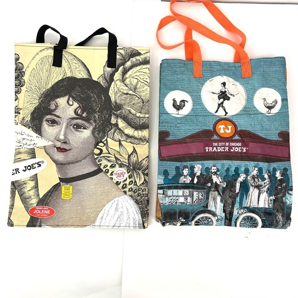 Trader Joe's Chicago Illinois and Tote Joni Jolene Limited Edition Shopping Bags